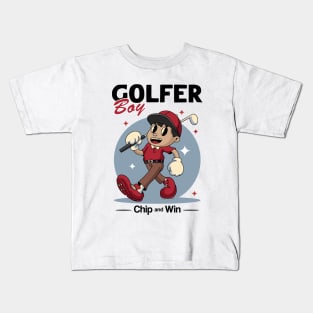 Funny Golfer Boy Kids T-Shirt